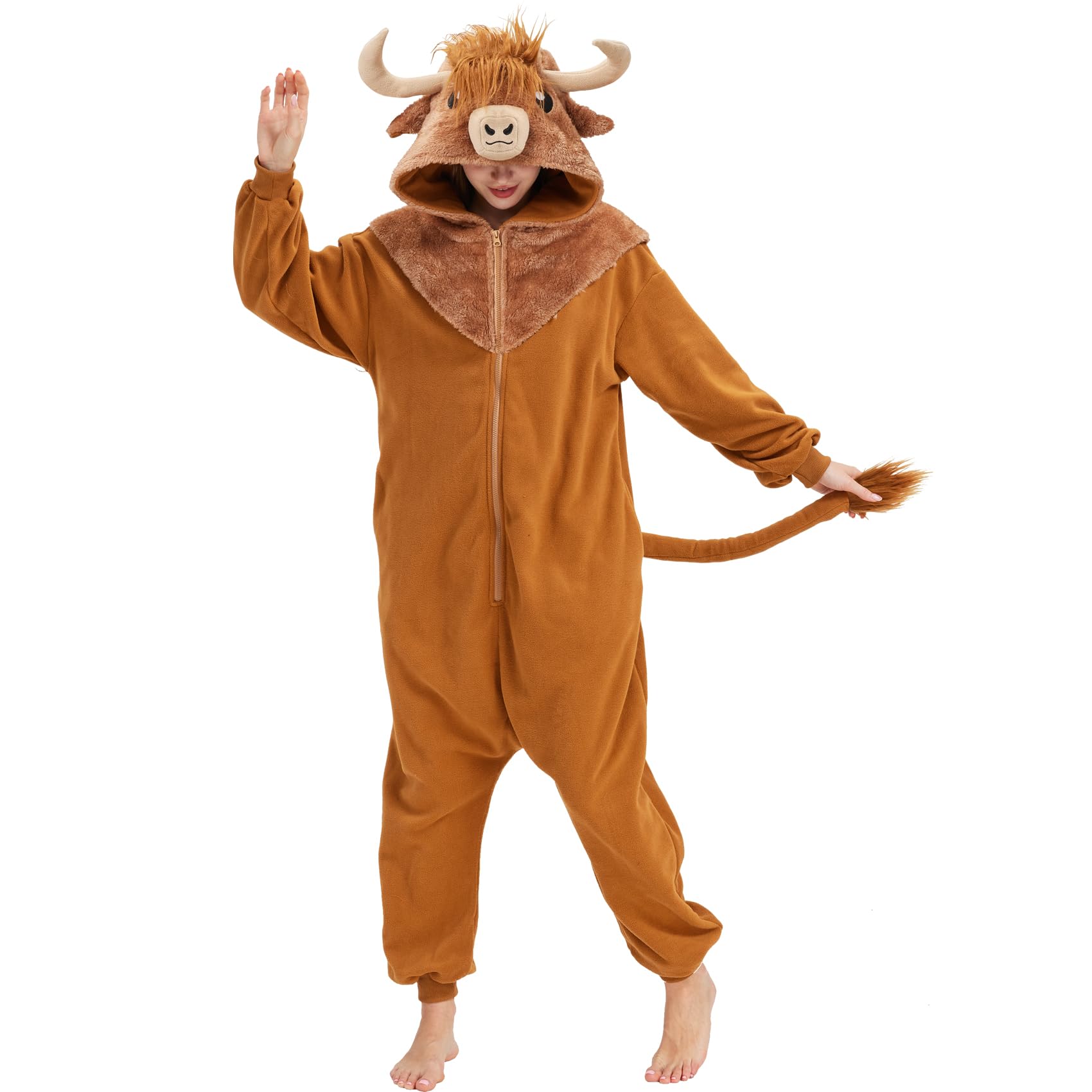 Pigiama unisex a forma di mucca delle Highlands, costume per Halloween, cosplay, pigiama, abbigliamento da notte