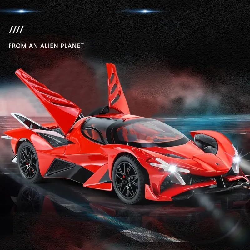 Image of Invite Enterprise 1:24 Diecast Apollo Project EVO Metal Pull Back Car with 6 Openable Doors with Sound and Light Toy Decoration Car Best Gift Toys for Kids 【Colors as Per Stock】