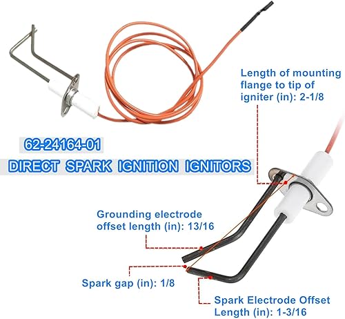 Miniatura 5 de Encendido directo por chispa 62-24164-01, encendedores de quemador de horno compatibles con Rheem Pro-tech PSE R36 PSER36, cable de alta temperatura