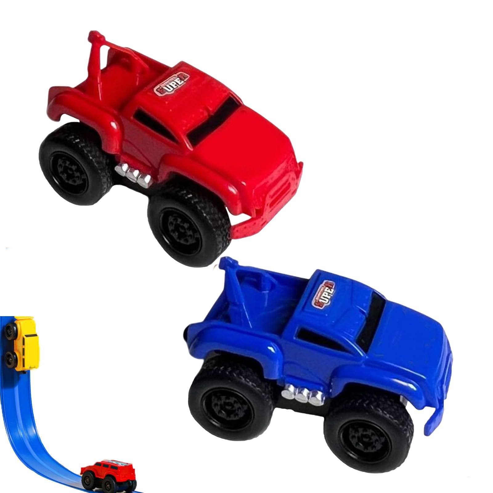 Evstyr Magnetic Wall Climbing Toy Car, Cars That Drive on Walls and Ceiling, Magnetic Levitation Inertia Climbing Wall Toy Car (Blue+Red)