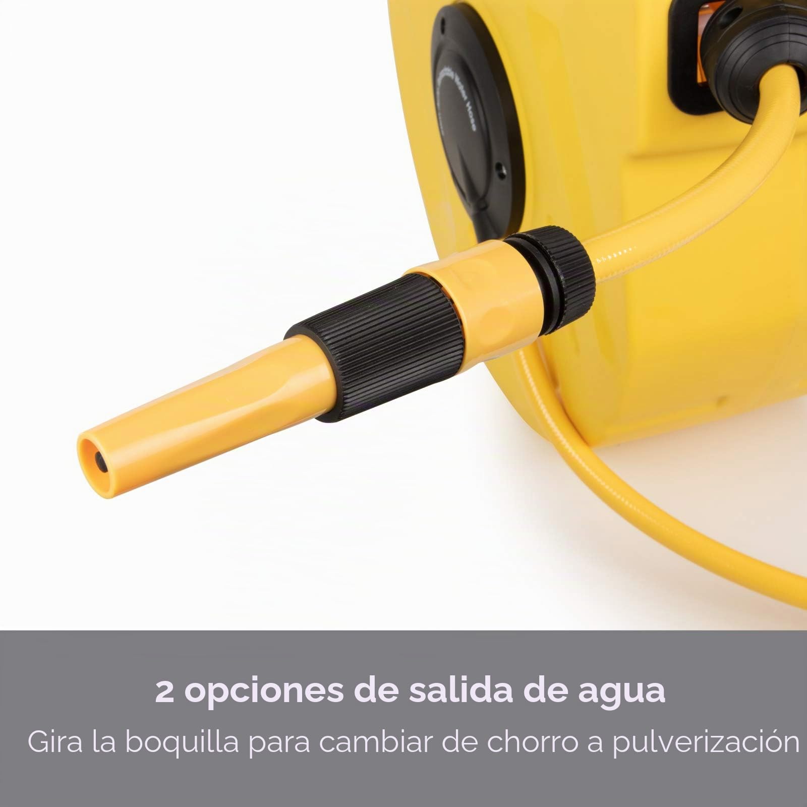 SLx Manguera de jardín, 20M, Carrete de Manguera montado en la Pared, Tubo de Manguera retráctil automático, Portátil 180° Giratorio 2 en 1 Jet o Spray, Sistema de Bloqueo automático, Pistola de
