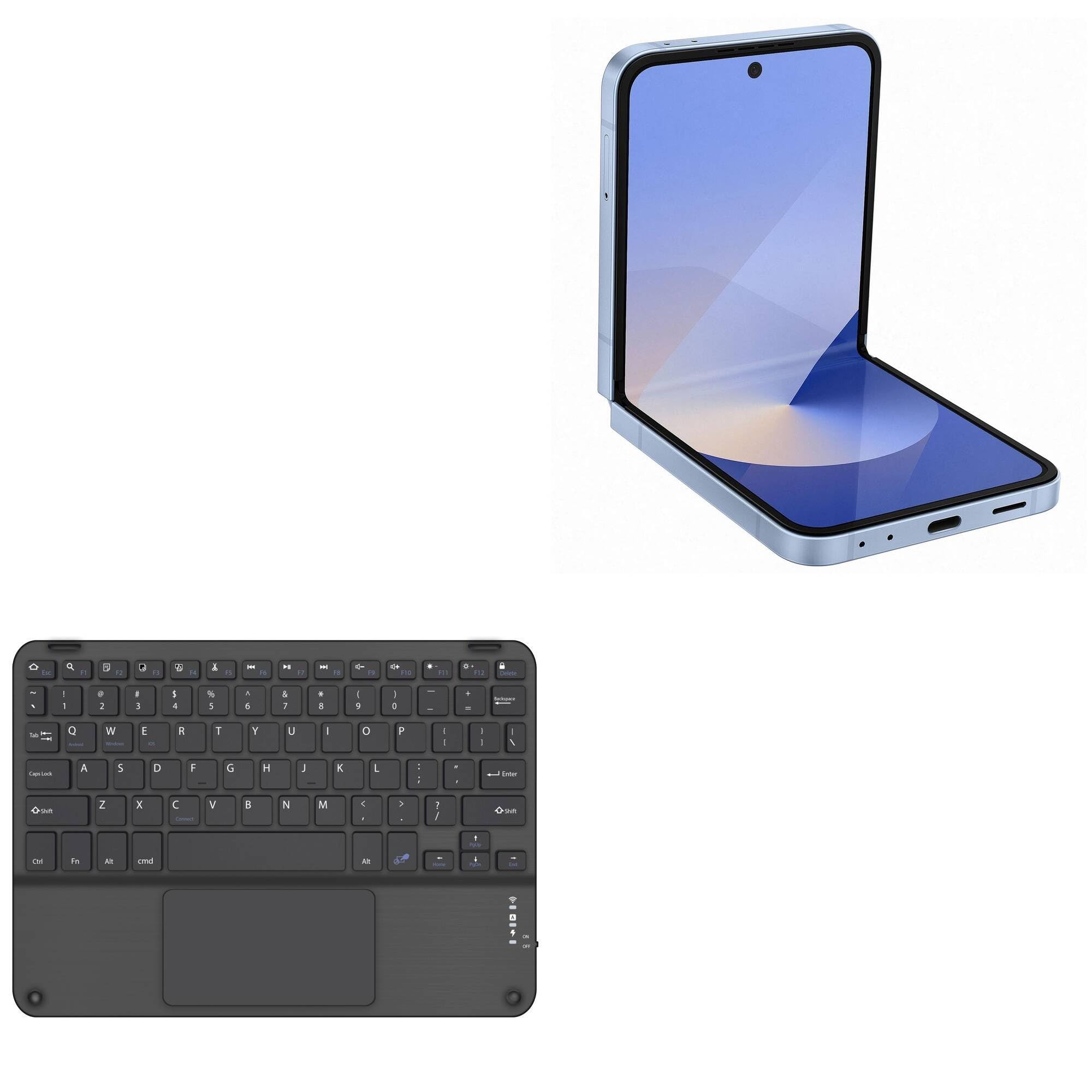 BoxWave Keyboard Compatible with Samsung Galaxy Z Flip 6 - SlimKeys Bluetooth Keyboard with Trackpad, Portable Slim TouchPad - Jet Black