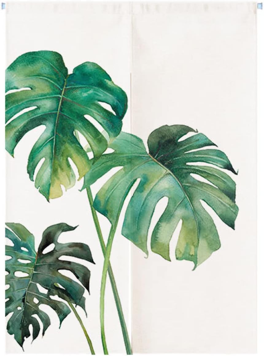 間仕切りカーテン ロング ロング丈 つっぱり式 北欧 カーテン のれん 葉 プリント柄 目隠し 断熱 階段 カラー 台所 寝室 洗面所 70 150cm 玄関 キッチン リビングルーム かわいい シンプル エレガント 73 Off