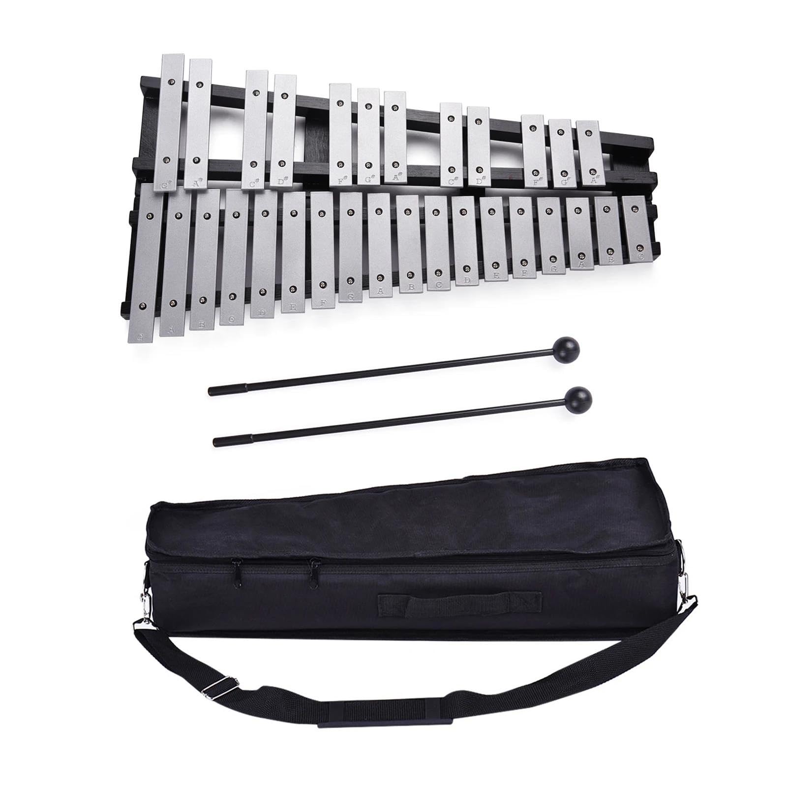 Glockenspiel pliable 30 notes, cadre en bois pratique, bâton en aluminium, Instrument de Percussion Kit De Glockenspiel