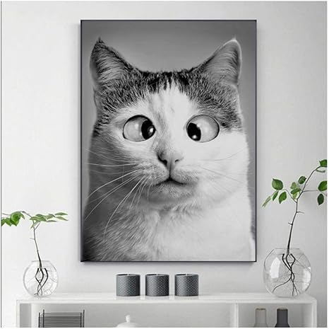 Amazon Chenjiaxu 面白いかわいい猫のキャンバスの絵画動物の大きな目猫のポスターとプリント白黒ポスターの装飾 40x60cmx1フレームなし アートフレーム ポスター オンライン通販 Amazon Chenjiaxu 面白いかわいい猫のキャンバスの絵画動物の大きな目猫のポスターとプリント白黒ポスターの装飾 40x60cmx1フレームなし アートフレーム ポスター オンライン通販