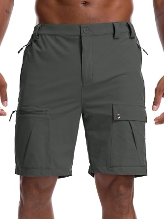 Mens Hiking Cargo Shorts 8" Lightweight Outdoor Work Shorts for Men Travel Golf Casual