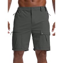 Men's Hiking Cargo Shorts 8" Lightweight Outdoor Work Shorts for Men Travel Golf Tactical Casual with 5 Zipper Pockets 6255 Grey 40