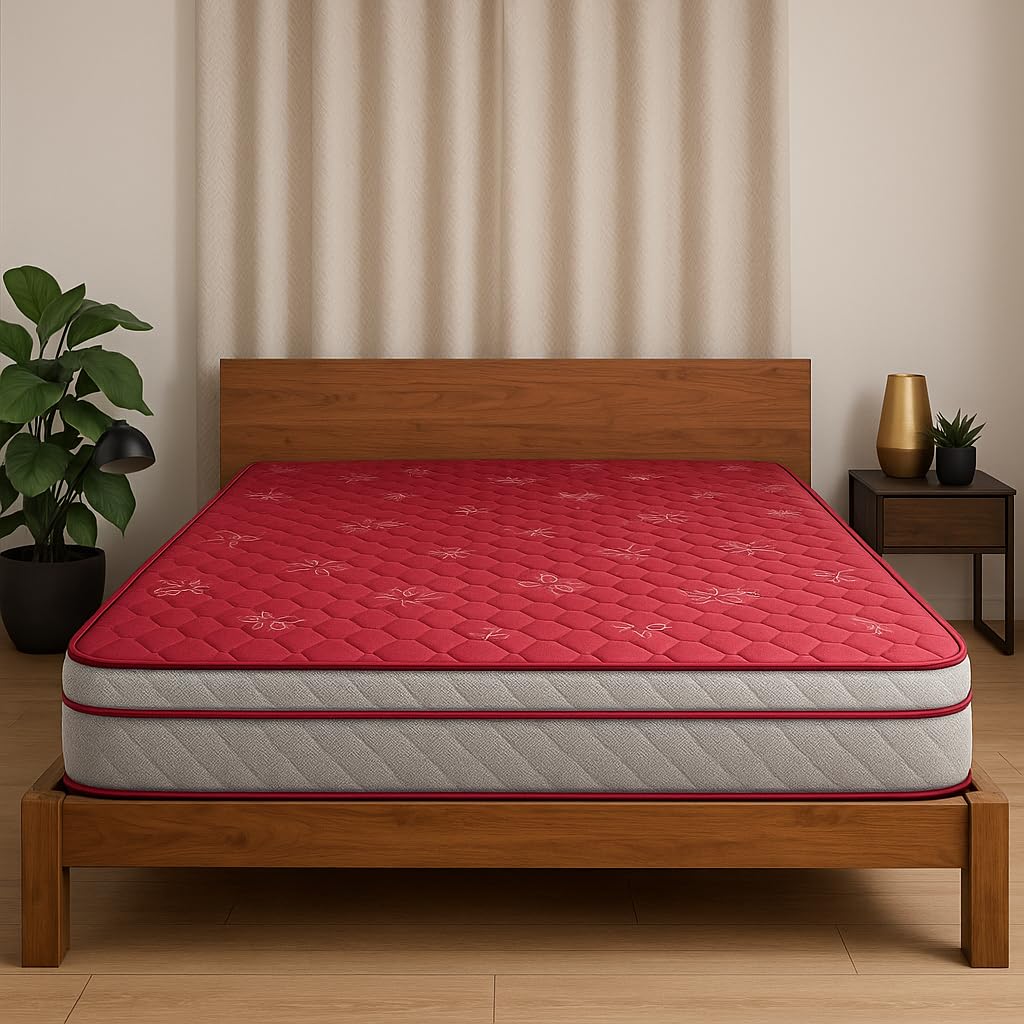 Coirfit LUXURINO Pillow Top with ISPT Tech. 5 Inch Single Size Bonnell Spring Mattress 72X30 Inches with 7 Year Warranty | Firm Support Bed Mattress | Hotel Like Bounce | Orthopedic Comfort, Red-image-25