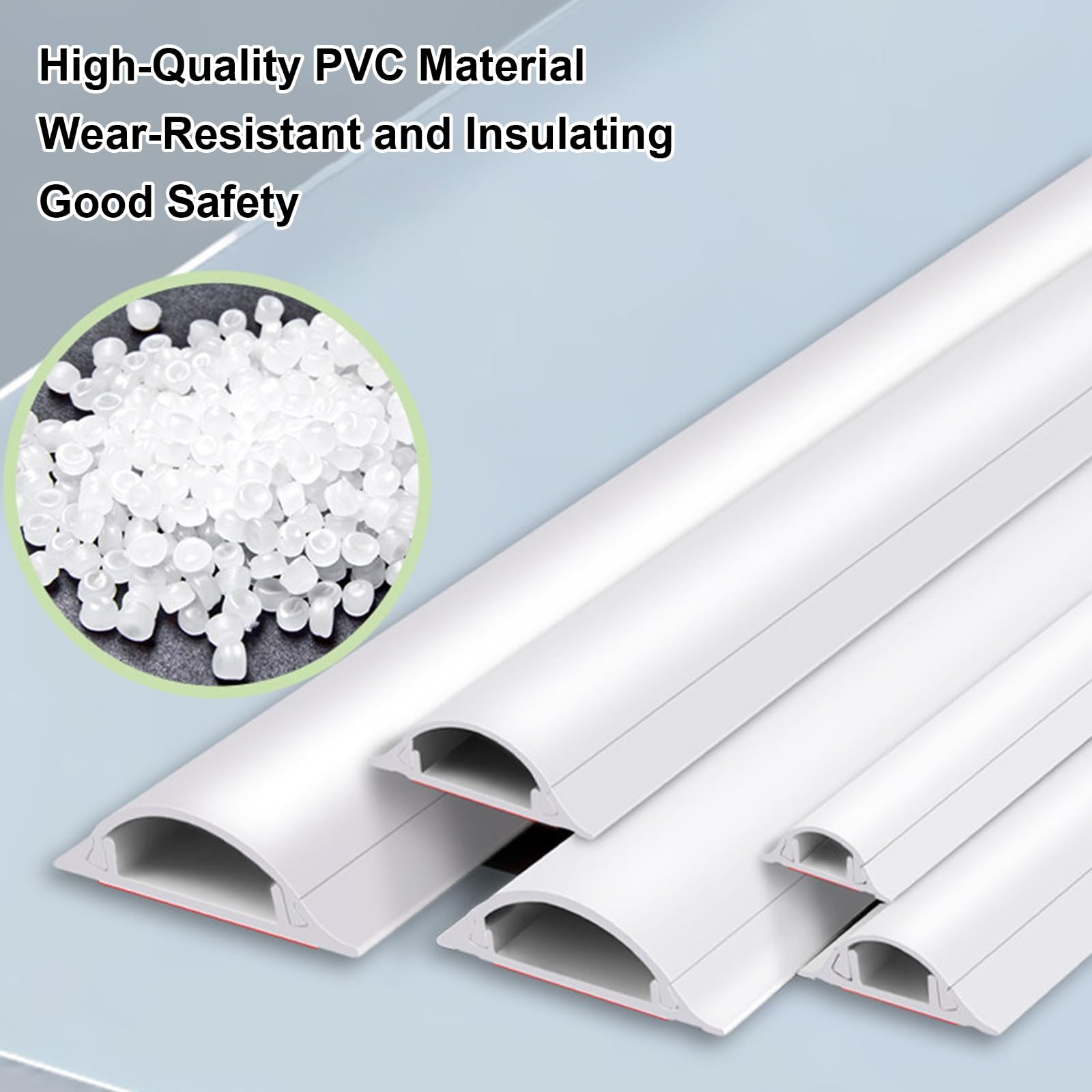 Pasacables Suelo de 100 Cm, Canaleta Cables Pared Adhesivo, Ocultar la Canaleta Cables Suelo de Extensión, Gestión de Cables para El Hogar y la Oficina, Prevenir Viajes(White,6.7 * 1.7cm/2.6 * 0.7in)