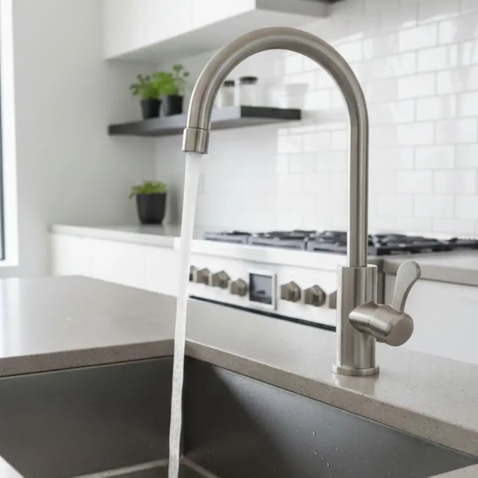 Torneira Curva Alta Inox 304, 1/4 Volta, Gira 360°, Arejador Econômico | Cozinha Gourmet Bancada