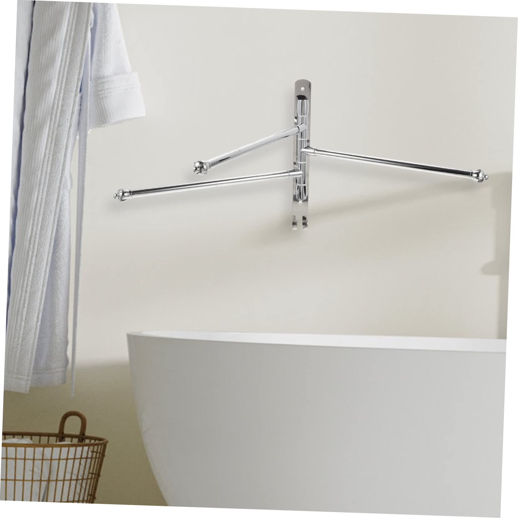 BQQQ Appendiabiti Girevole in Acciaio Inox per Cucina, Bagno, portasciugamani Girevole in Argento con Asta, portasciugamani in Metallo