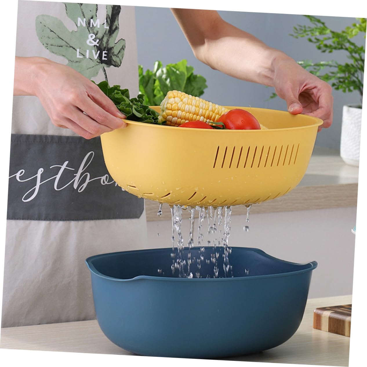 Alipis Scolapasta in Silicone per Pentola, Cestello Scolapiatti Doppio Strato in Pp, Cestino per Frutta e Verdura, Salvaspazio per Cucina e Casa