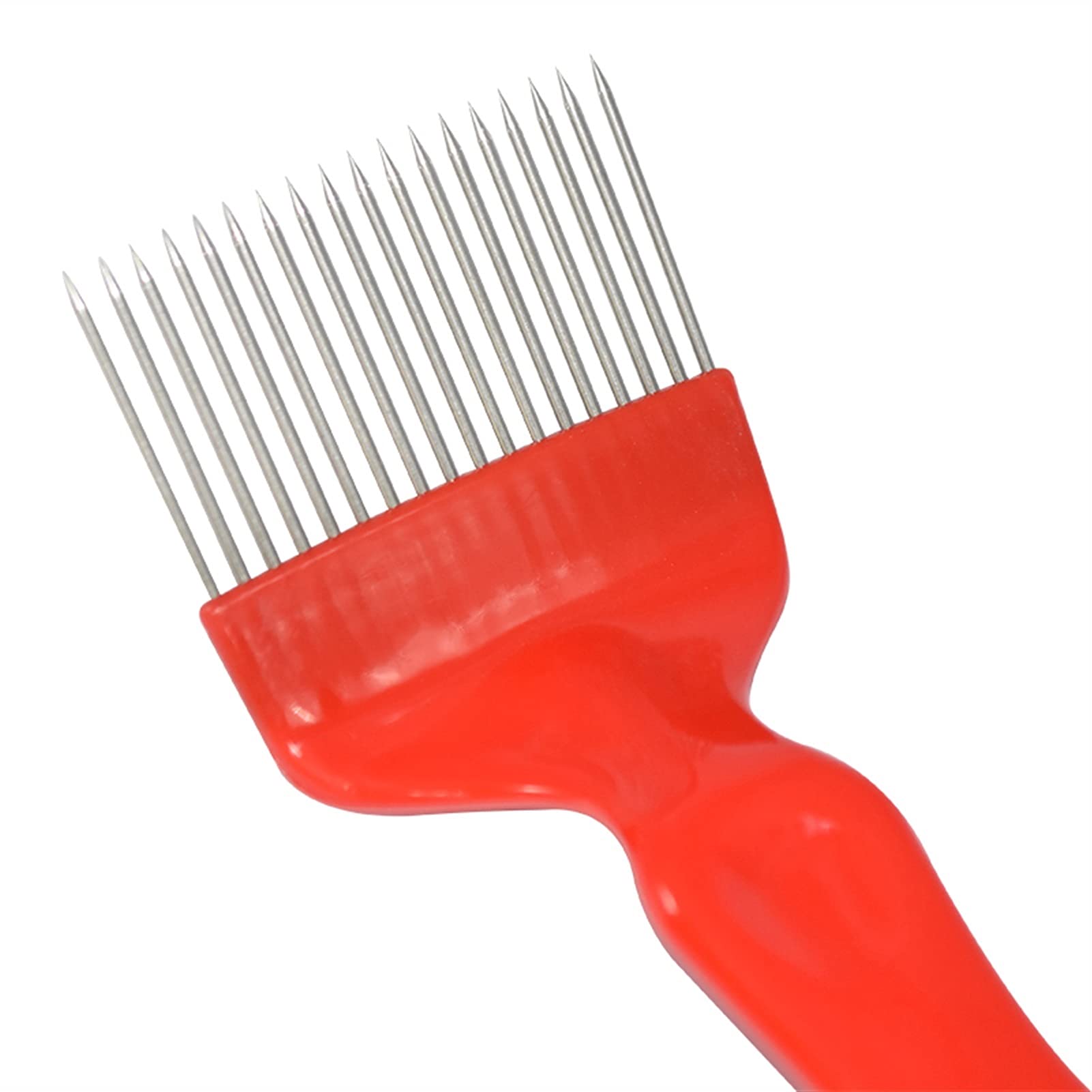 Imkerei-Handschuhe, 5 Stück, 18-polig, Edelstahlzinken, Entdeckelungsgabel, Honigschneider, Imkerei-Werkzeuge, Ausrüstung, Honigwabenschaber, Gabel (Farbe: Rot)