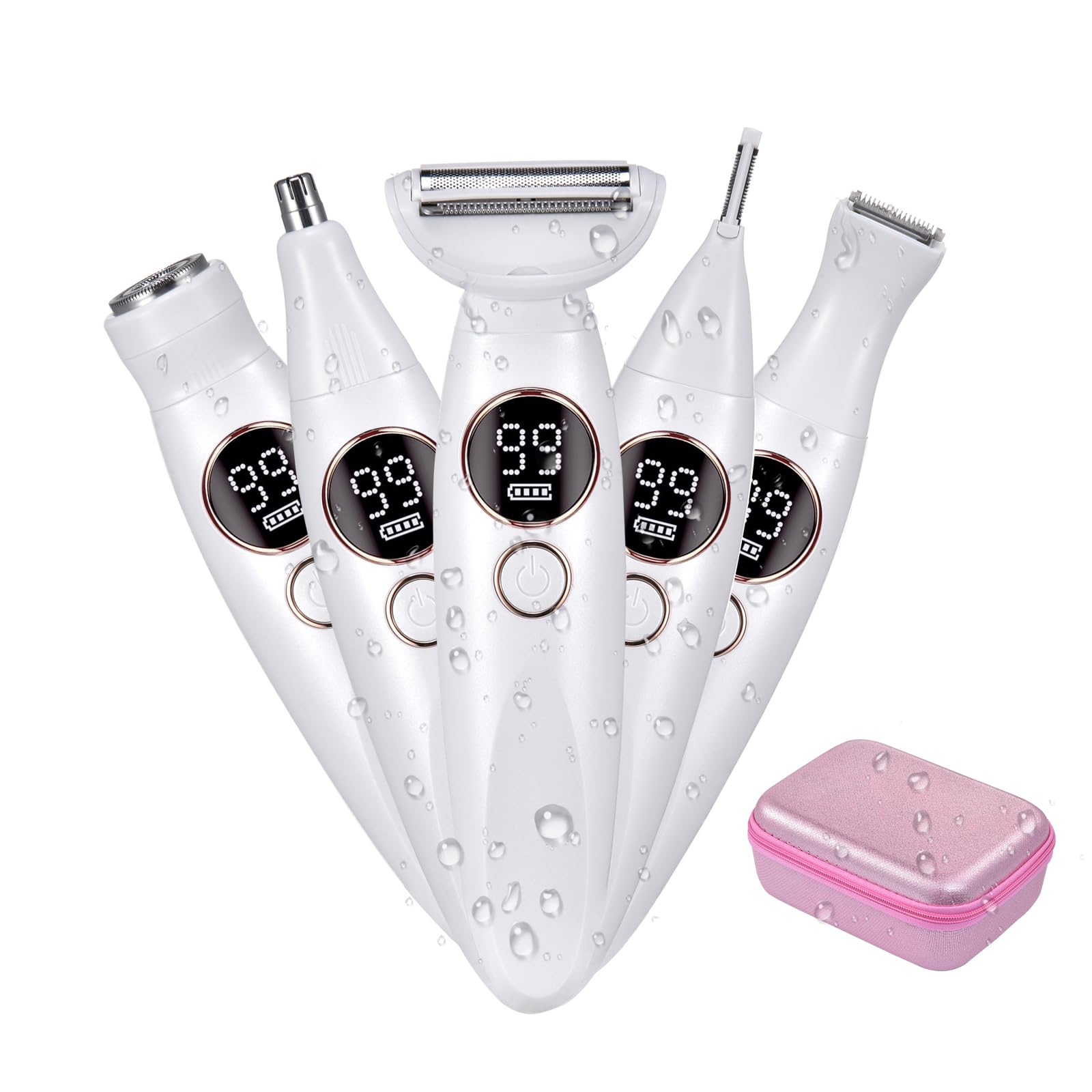 Afeitadora Electrica Mujer 5 en 1 Zona Intima USB Recargable Sin Dolor Rasuradora Mujer Cara, Nariz, Axilas, Piernas, Bikini