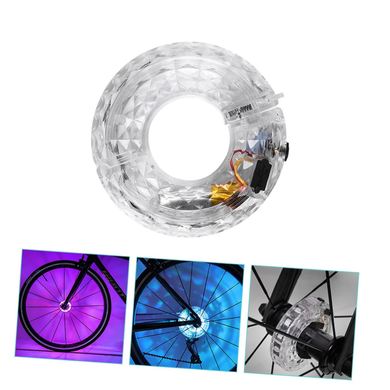HANABASS Colorful Smart Flashing Bike Wheel Light USB Rechargeable Decorative Hub Bright LED Safety Light for Adults Night Riding
