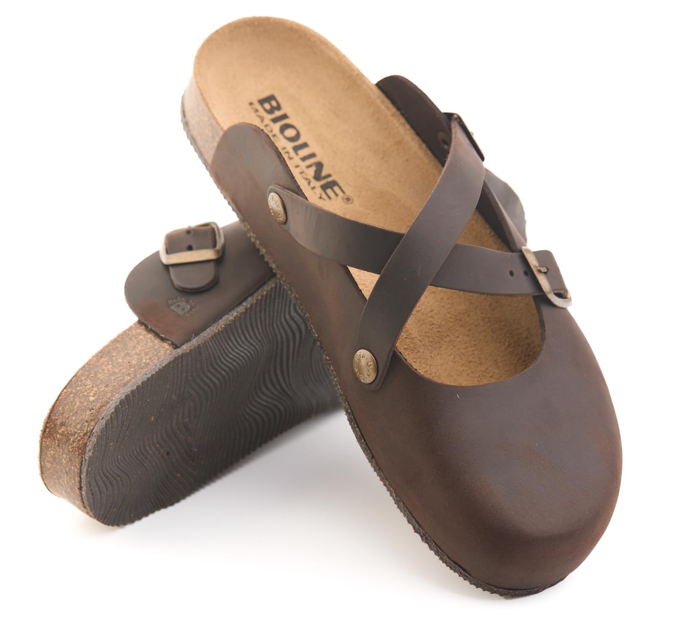 BIOLINE, Megan INGRASSATO, Scarpe Sabot Sandali Ciabatte Pelle Moda Casual Fashion