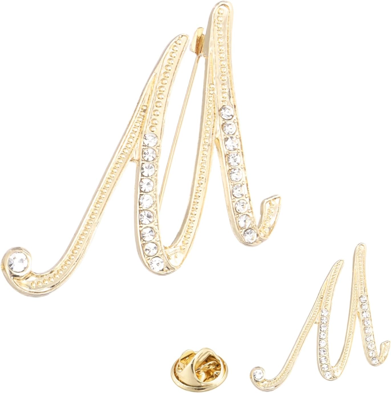 PATIKIL Rhinestone Letter Brooch Pins, Initial Rhinestone Alphabet Letter Lapel Badges Pin for Women Men Suits Dress Coat