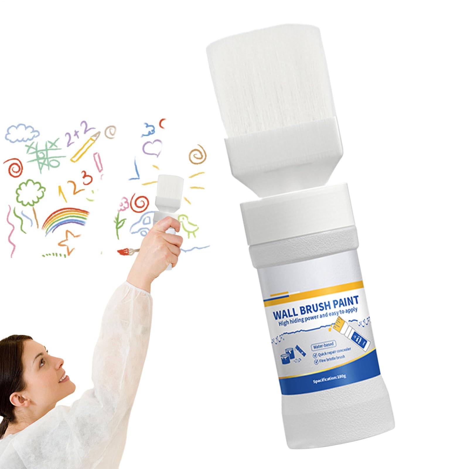 Touchup Paint for Walls - 180g Safe Wall Repair Paste fr Home, Water-Based Walls Touchup Paints with Brush, White Ceiling Paint, Interior Wall Painting Kit for Wallss | Small Scratch Repair, Easy Appl — view 9