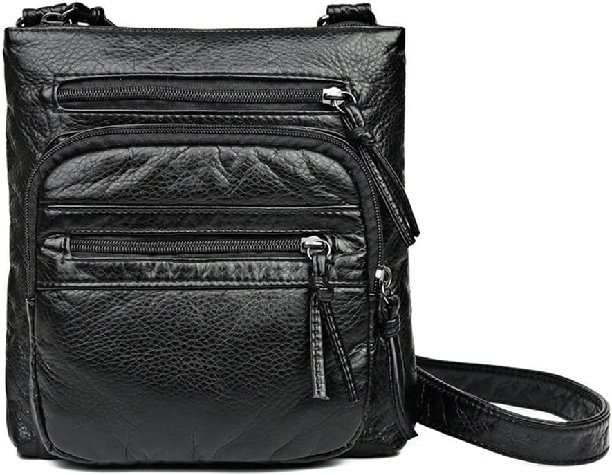 Soft Leather Multi Pockets Crossbody Bags for Women Vintage Shoulder Flap Bags Handbags and Purses Small Bag
