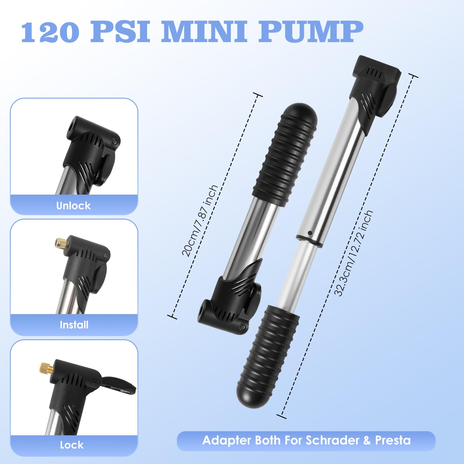 Ninonly 34PCs Kit Riparazione Bici con 120 PSI Pompa Kit Riparazione Pneumatici Bici con 16 in 1 Attrezzo Multifunzione Kit Riparazione Gomme Bici per l'uso in Situazioni di Emergenza Durante