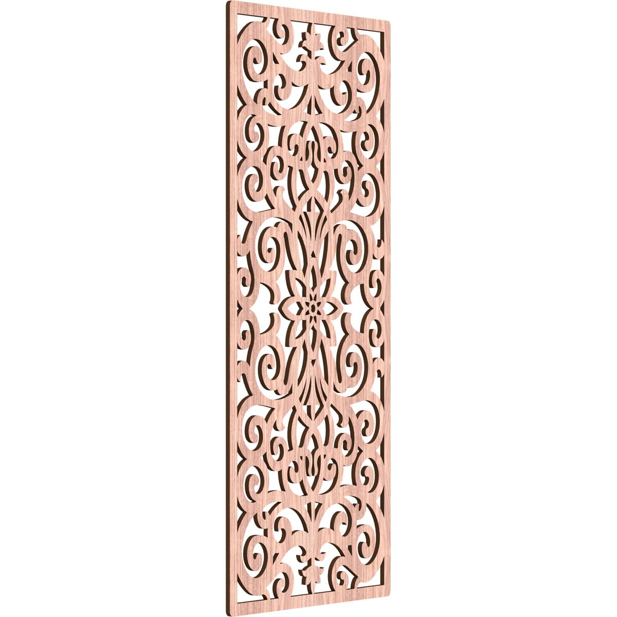 Buel Decorative Pierced Fretwork Wood Wall Panels, 21 3/8"W x 54 3/8"H x 3/8"T, Walnut
