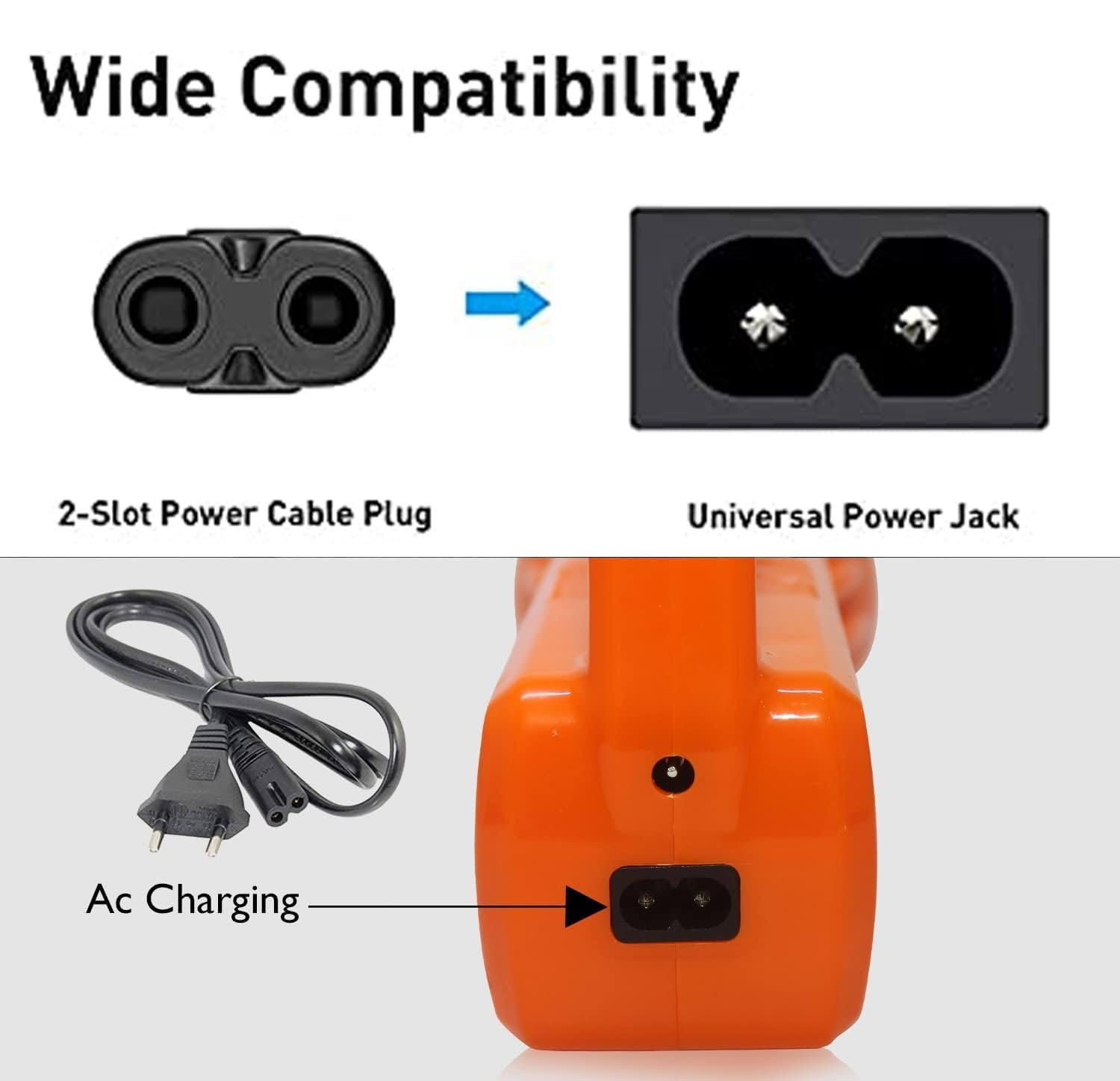Emergency Light Charging Cable, 40cm, 2 Pin Plug, Compatible with Laltern,Emergency Light,Rechargeable, Torch etc (Set Of 1 Black/) — Amazon image 6