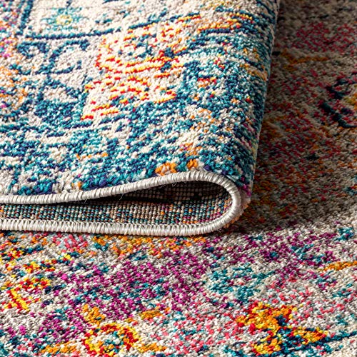 JONATHAN Y Tapete Boho Vintage Crema Azul 5x8 miniatura 4