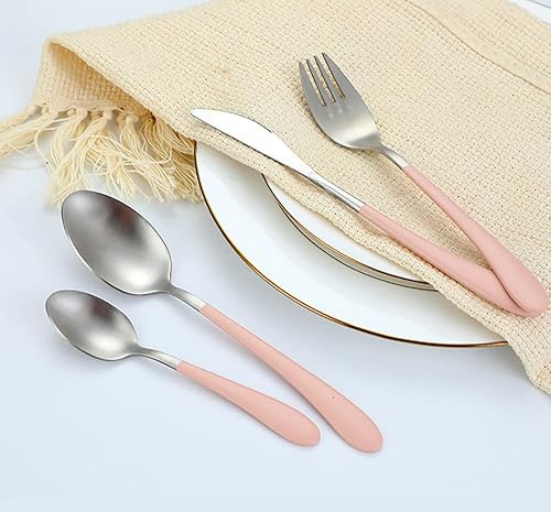 Miniatura 4 de cathyladi Juego de cubiertos de 20 piezas para 5 cubiertos de acero inoxidable, con acabado de espejo, apto para lavavajillas