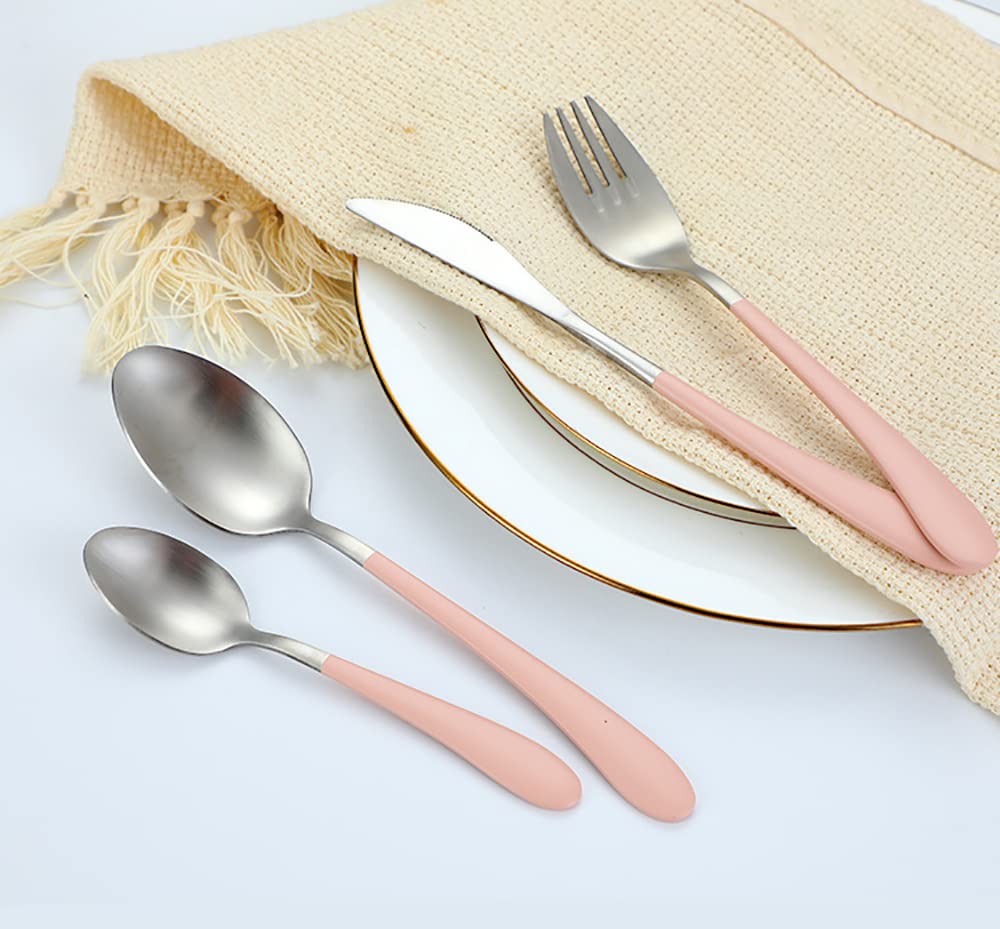 Edelstahlbesteck Besteckset, 20-teiliges Besteckset for 5 Personen, Edelstahl-Besteckset mit Steakmessern und -gabeln, Hochglanzoberfläche, spülmaschinenfest, Verpackungsbox
