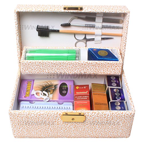 WindMax(R) 22in1 Super Mink False Extension Eyelash Glue Remover Tweezers Tools Kit & Case