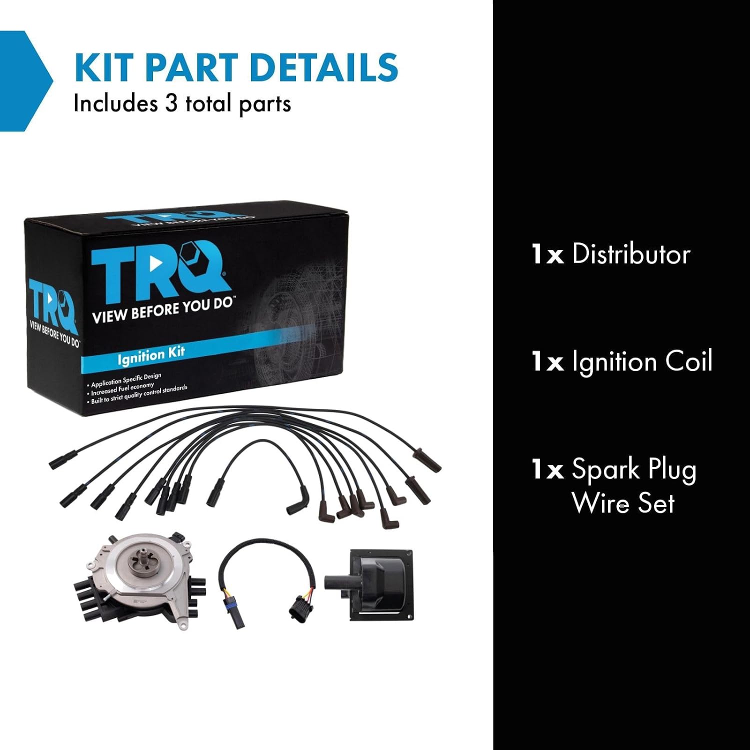 TRQ Ignition Coil Kit 3 Piece Compatible with 1996 Chevrolet Corvette