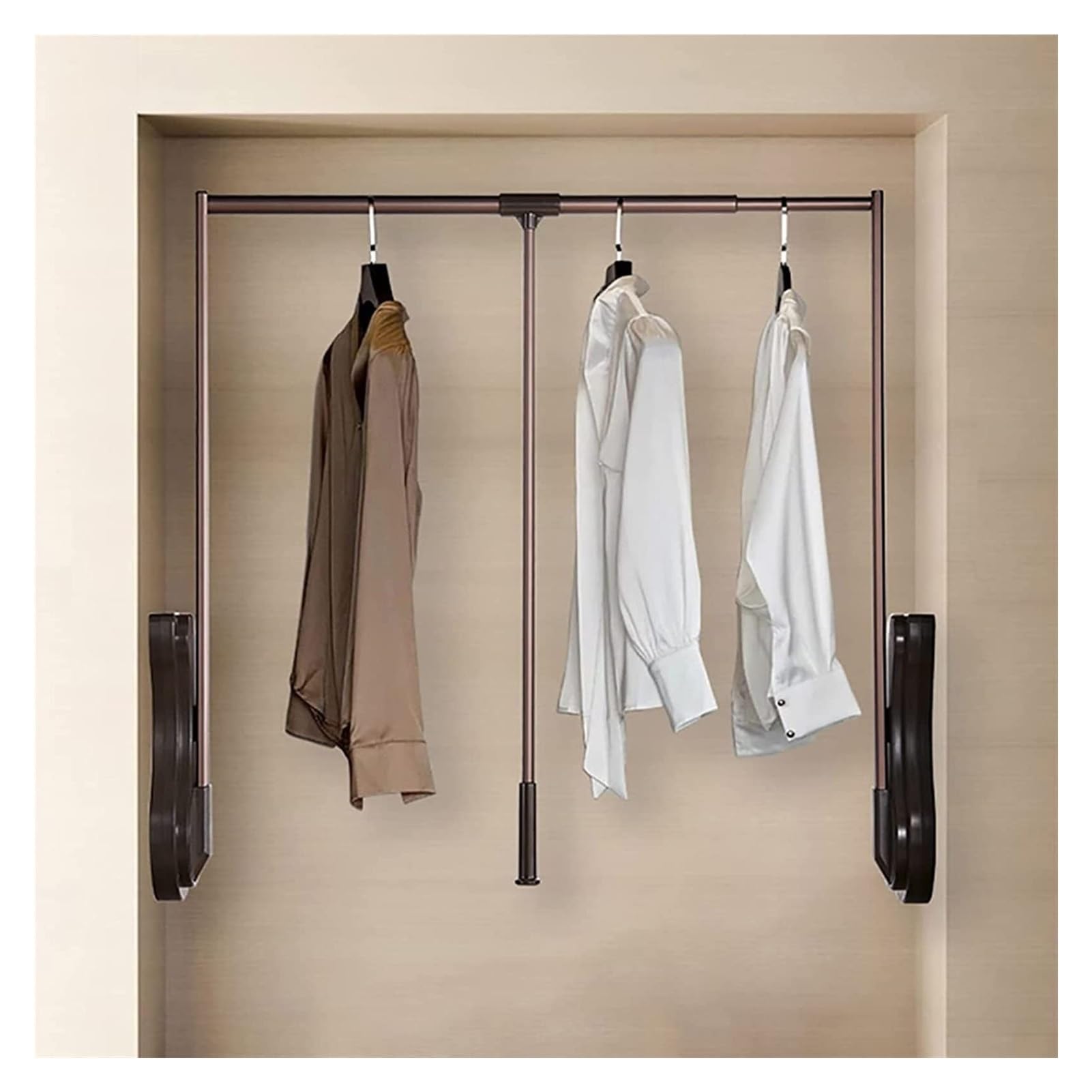 AYCDL Pull Down Closet Rod,Retractable Pull Down Closet Rod for Hanging Clothes, Adjustable Collapsible Closet Rail Organizer, Supports 30kg, Fits 764-1064mm Closets,564-764mm