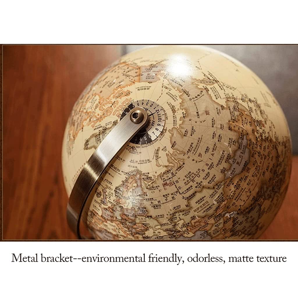 POCHY Mappamondi Mappamondo Vintage da scrivania 7,8" Mappamondo geografico in Legno Mappamondo educativo Illuminato a LED per l'aula dell'home Office Pratico Moda