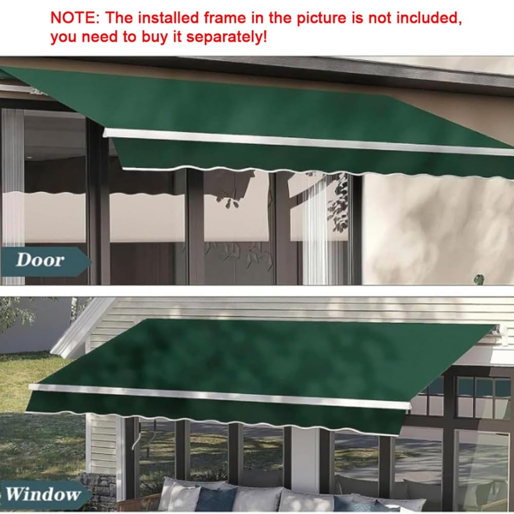 Verde Tessuto Di Ricambio Per Tenda Da Sole Terrazza, Ricambio Di Tessuto Per Tende Da Sole In Poliestere, Commerciale Telo Di Ricambio Per Tenda Da Sole, Resistente, Senza Telaio(10x8ft/3x2.4m