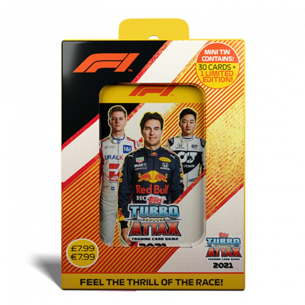 2021 Topps F1 Turbo Attax Cards - Mini Collector Tin #2 (Perez, Tsunoda, Schumacher) (31 Cards + Lando Norris LE)