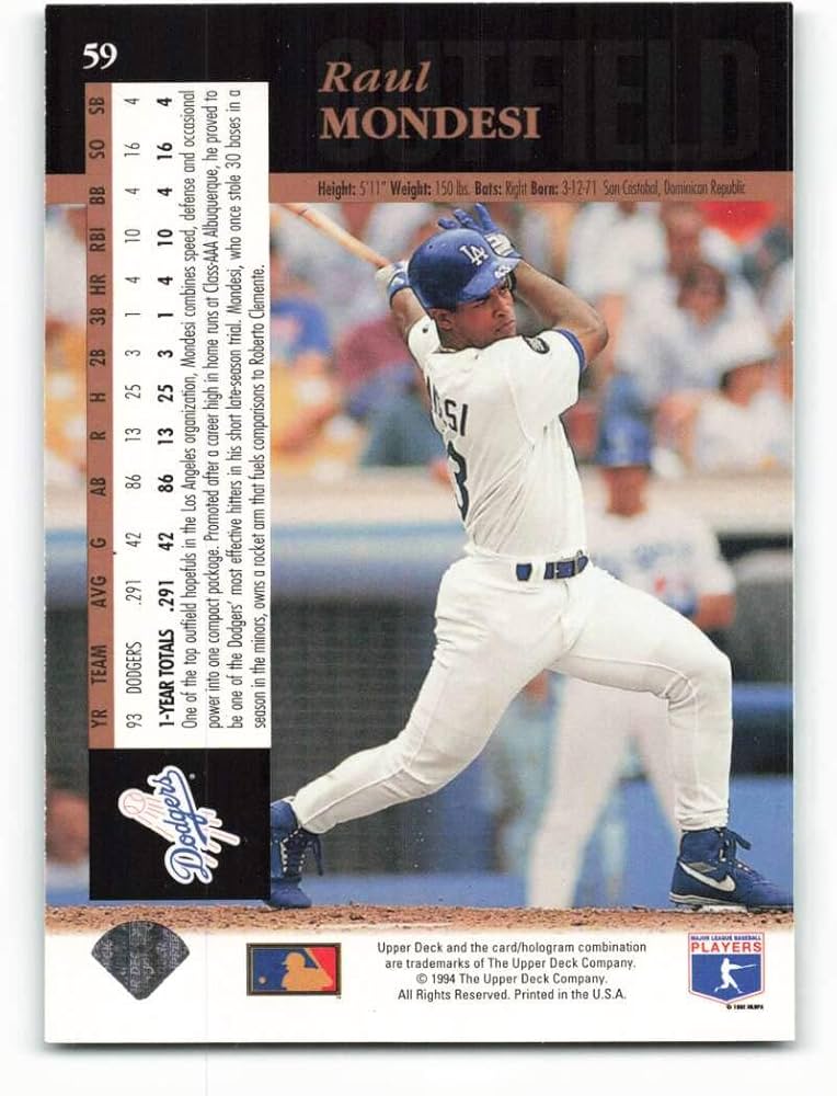 メジャーリーグ　カード　Raul Mongesi メジャーリーグ カード Raul Mongesi ⚾️ 1995 RAUL MONDESI