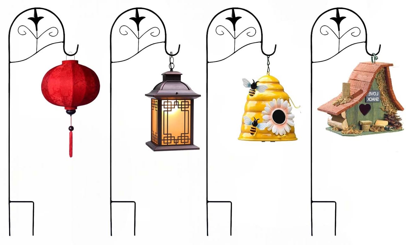 4PC Black Steel Rustic Shepherd Hooks, 30 INCH, Hanging Planters, Bird Feeders, Lanterns, Garden Lights, Rust Resistant, Easy Install, Ground Mount