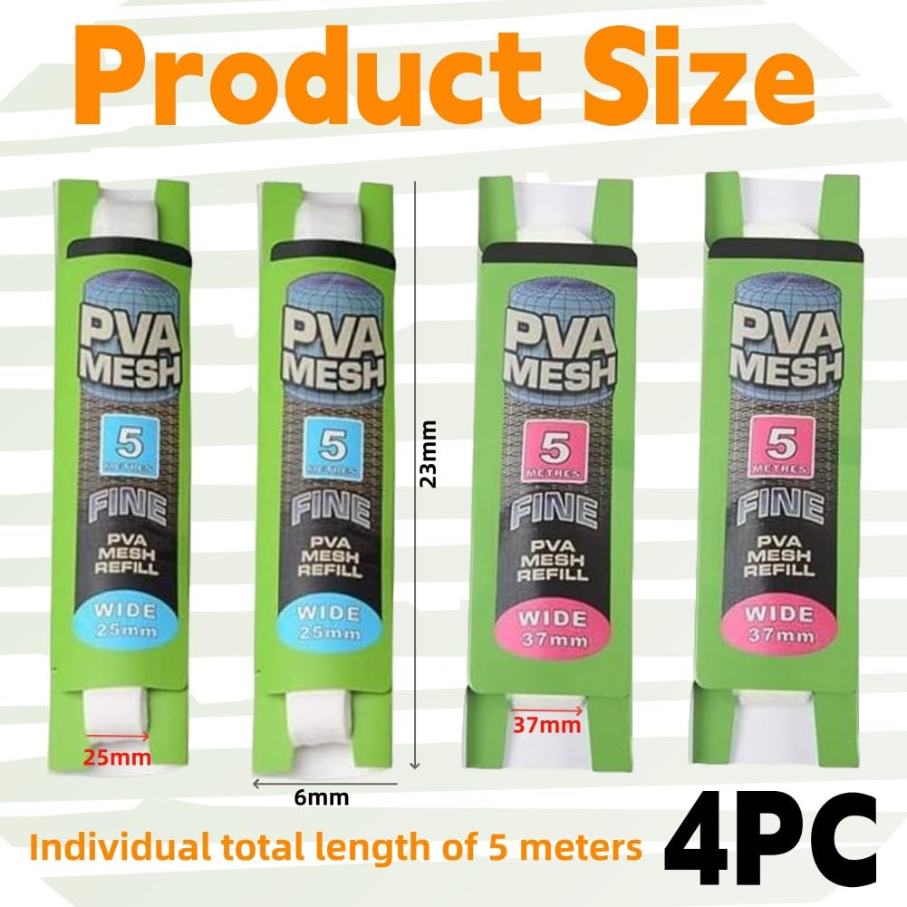 Bolsas de Envoltura de Cebo,4pcs ed de Pesca de PVA,Bolsa de PVA,Malla de PVA de Fusión Rápida,Pesca Mesh Bolsas de Cebo de Malla PVA Carga Agua Rapide Carpa Carga Soluble