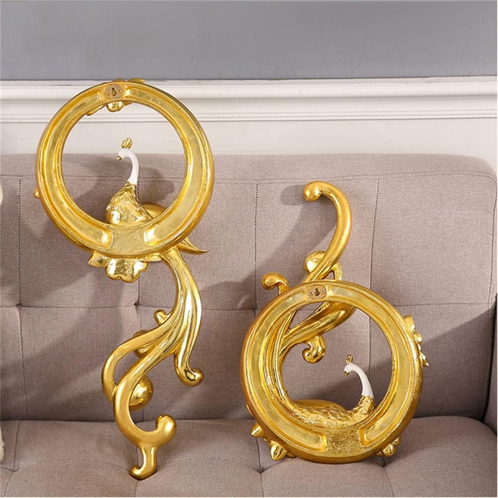 1 Pair of Golden Phoenix Wall Decoration Wall Decoration European Home Wall Three-Dimensional Wall Decoration(L)