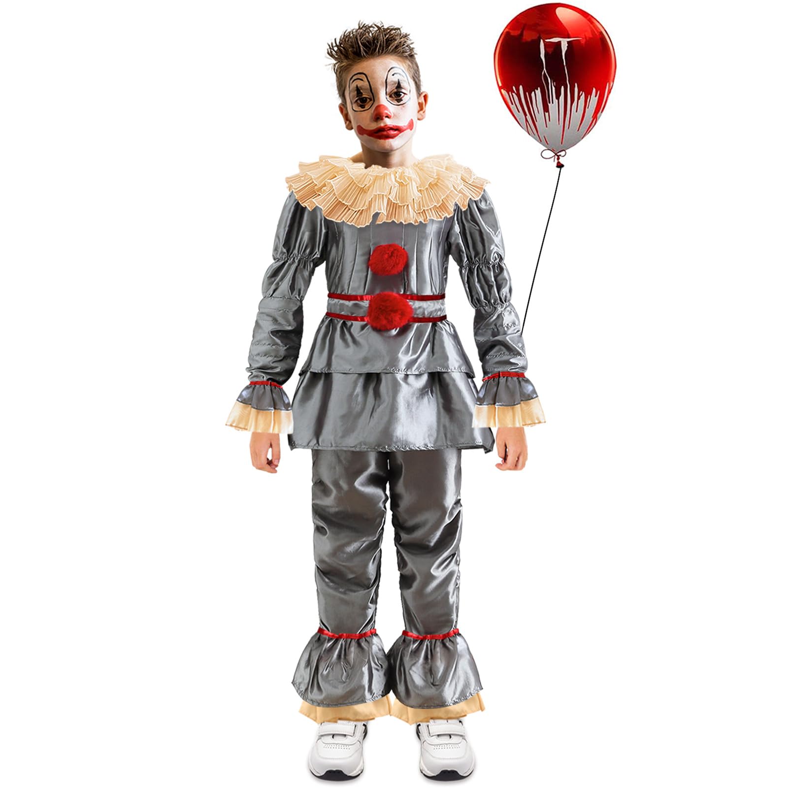 DUOLAM Children's Halloween Clown Pennywise Costume: Horror Clown Cosplay Outfit, Perfect for Parties & Carnival