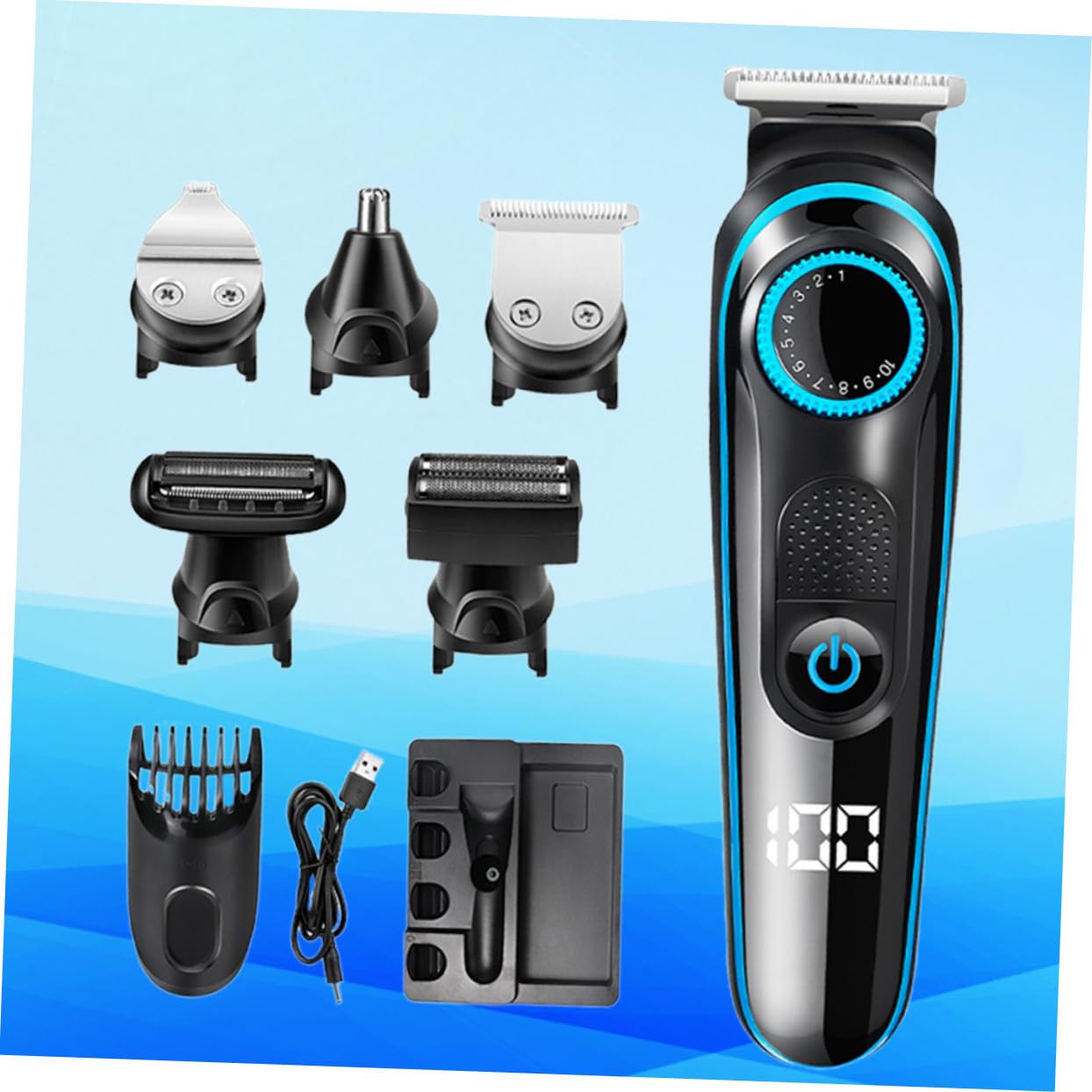 Healeved Multifunktionaler Elektrischer Haarschneider mit Lcd display Einstellbarer Ergonomisches Design Kabelloser Haarschneidemaschine für Herren und Profi barber tool