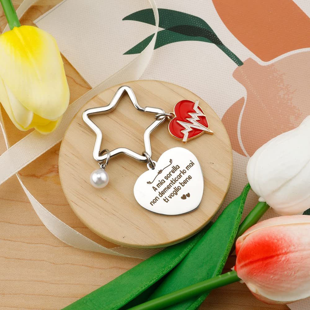 BOMEON Regali Da Fare Alla Sorella,Regali Sorella,Portachiavi Sorella,Regalo Per Sorella Maggiore,Regalo Sorella Compleanno,Idee Regalo Sorella Natale