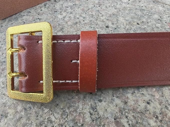 Reproductions WWII GERMAN VINTAGE OFFICER DOUBLE CLAW BROWN LEATHER BELT LENGTH 50INCH Waist hole size: 36-46" BUCKLE GOLD3
