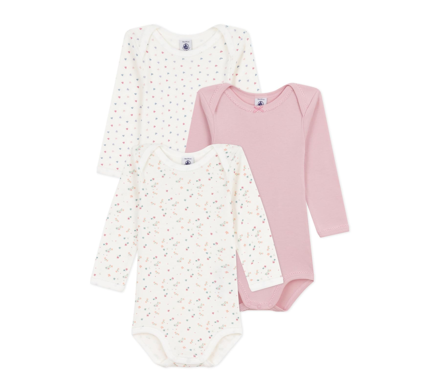 Petit Bateau Lot de Bodies Manches Longues en Coton Imprimé Fleuri Bébé A0ed100 Sous Vêtements JOUR Bébé fille (lot de 3)