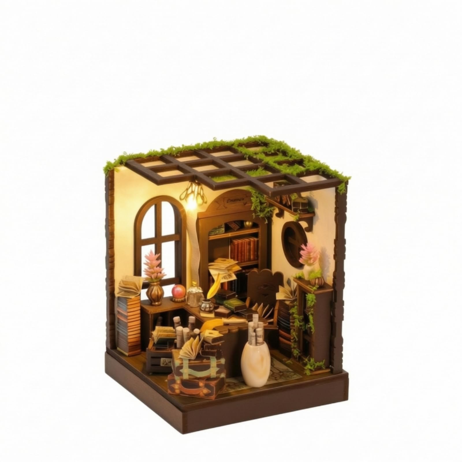 Folpus Sujetalibros Artesanal de Madera para Estantería Inserto de Librería en Forma de Kit de Manualidades Finos y Muebles Adecuado para Escritorio, Estudio Silencioso