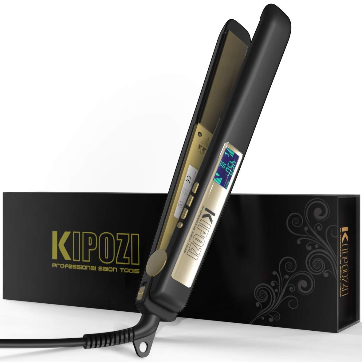 KIPOZI Professional Flat Iron Titanium 1 Inch Hair Straightener with