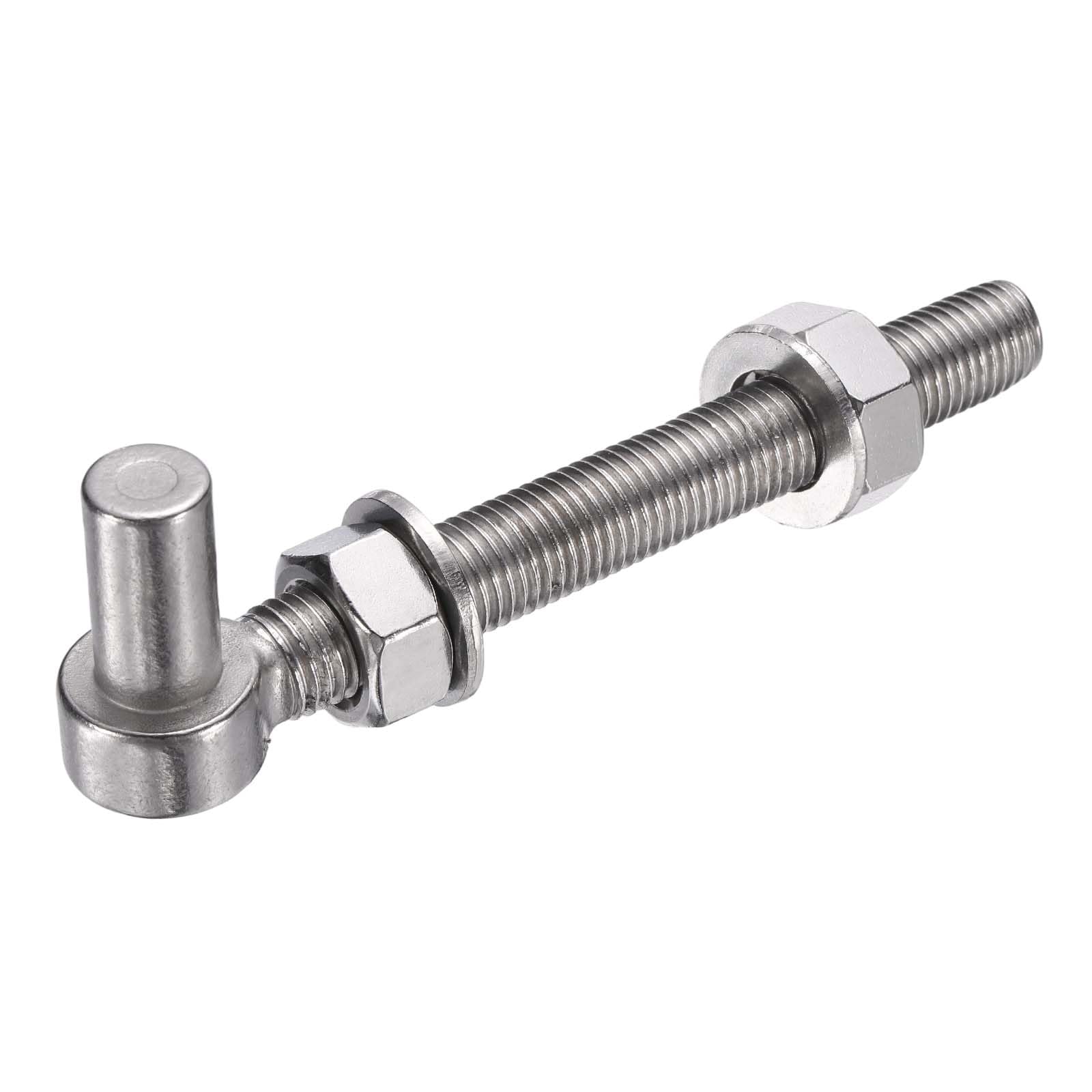 sourcing map J Bolt Gate Hinge, M16 x 6" 304 Stainless Steel Gate Hinges Bolt, J-Bolt Post Hinge with Washers and Nuts for Chain Link Fence, Wooden Fence, Driveway, Farm Garden Door