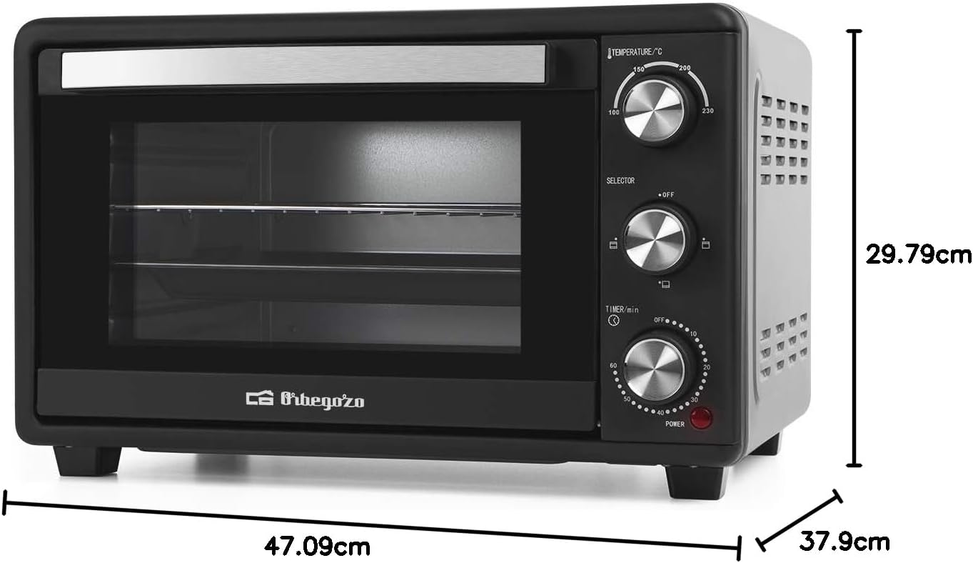 Orbegozo HO 255 - Forno elettrico da tavolo, 25 l, timer, termostato regolabile, vassoio raccoglibriciole, 1500 W Orbegozo HO 255 - Forno elettrico da tavolo, 25 l, timer, termostato regolabile, vassoio raccoglibriciole, 1500 W