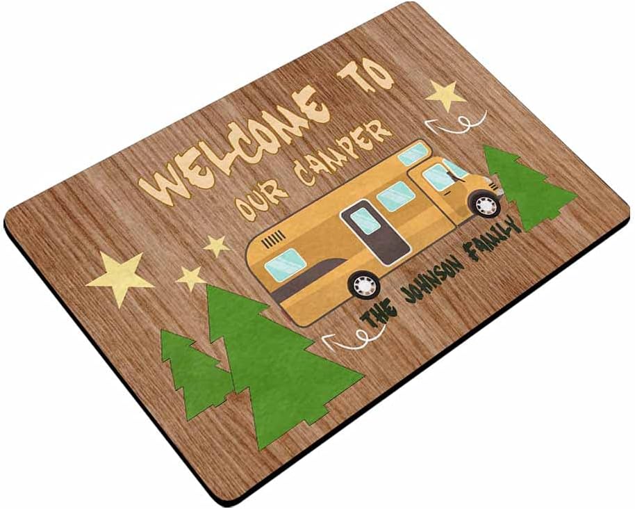 Custom Camping Rugs Personalized Camper Door mat 24" X 16" with Name Text Indoor Outdoor Welcome Doormat Decor Non Slip