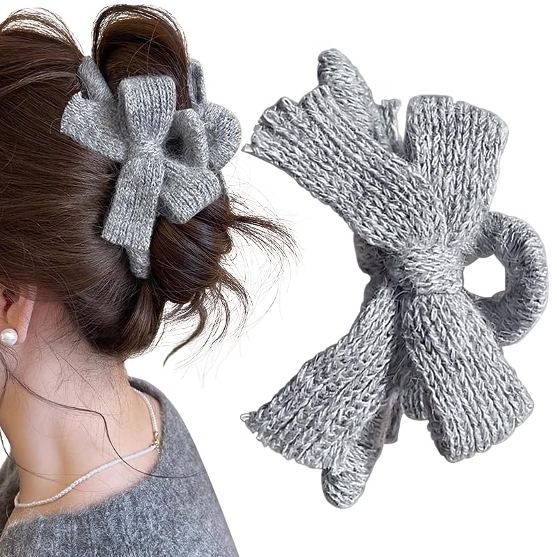 Pinza de cabello con moño de peluche para mujer